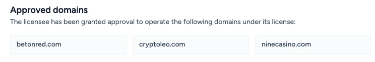 Approved domains block of the certificate: betonred.com, cryptoleo.com, ninecasino.com